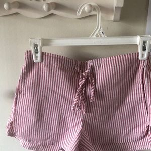 Mauve And White Striped Beach Shorts